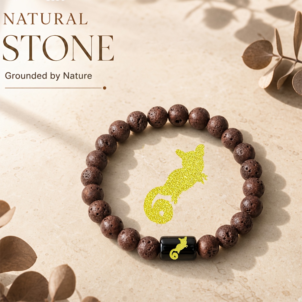 Women's Natural Stone Beaded Bracelet with Sugar Glider Charm